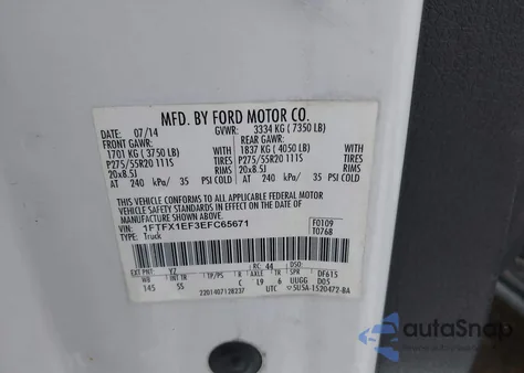 2014 Ford F-150 Stx from USA, damaged, VIN 1FTFX1EF3EFC65671